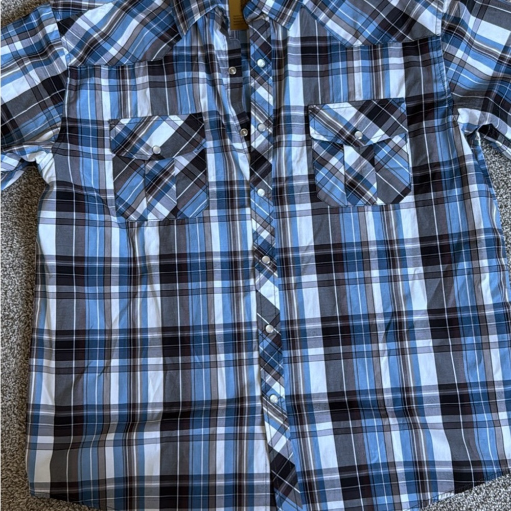 Men's Blue Plaid Shirt